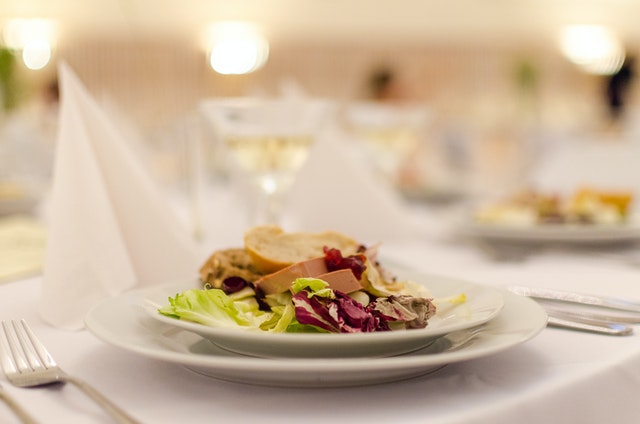 Plate with food on a table