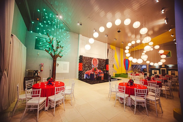 A decorative venue for a birthday event planning.