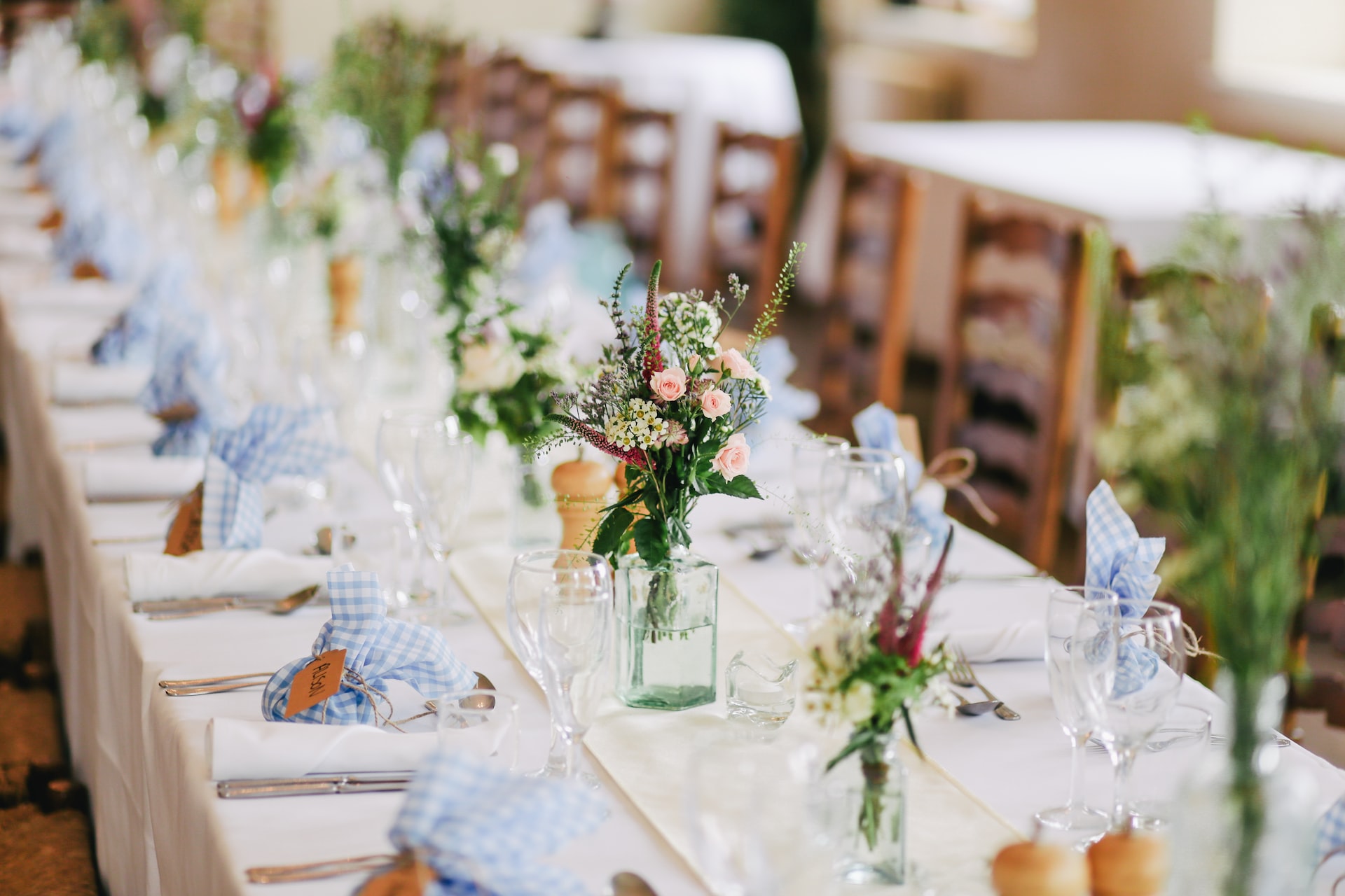 A nicely decorated dinner table.