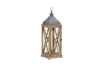 Lantern Natural Wood with Galvanized top