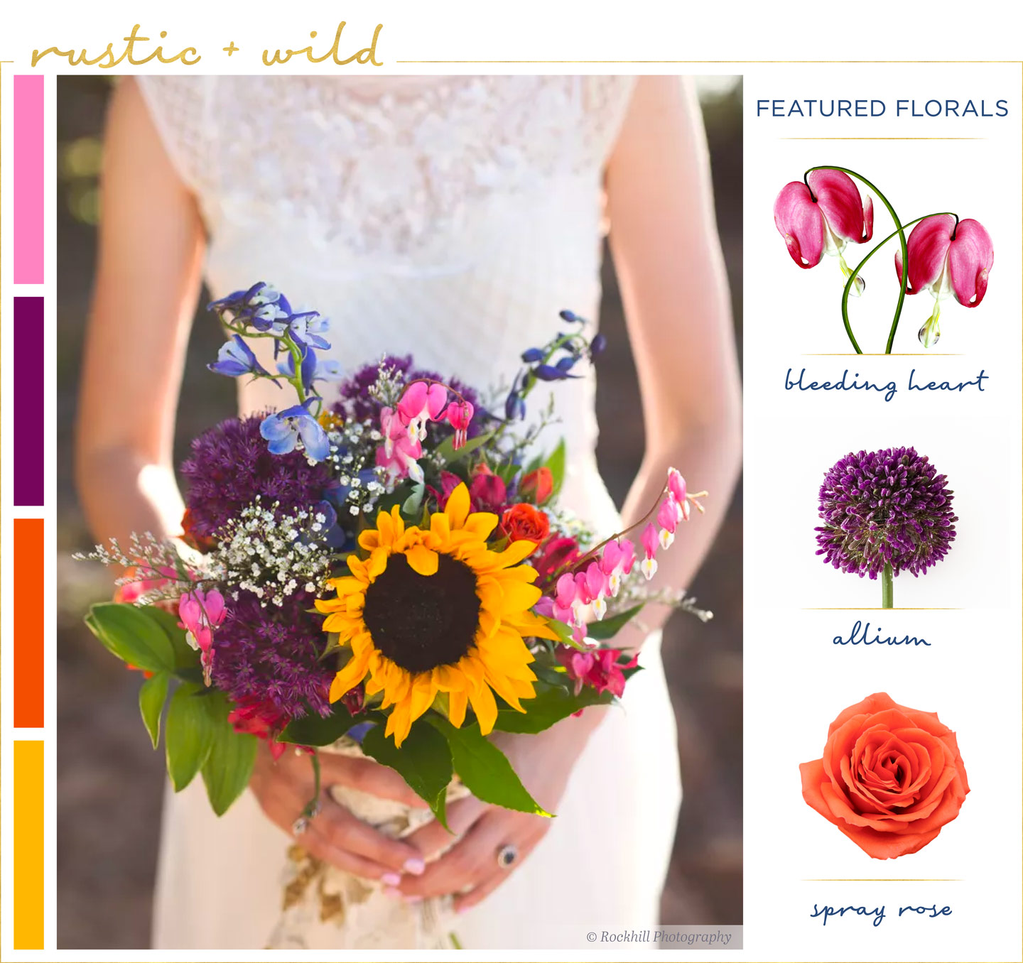 Wedding flowers bridal bouquets sunflowers purple bridal